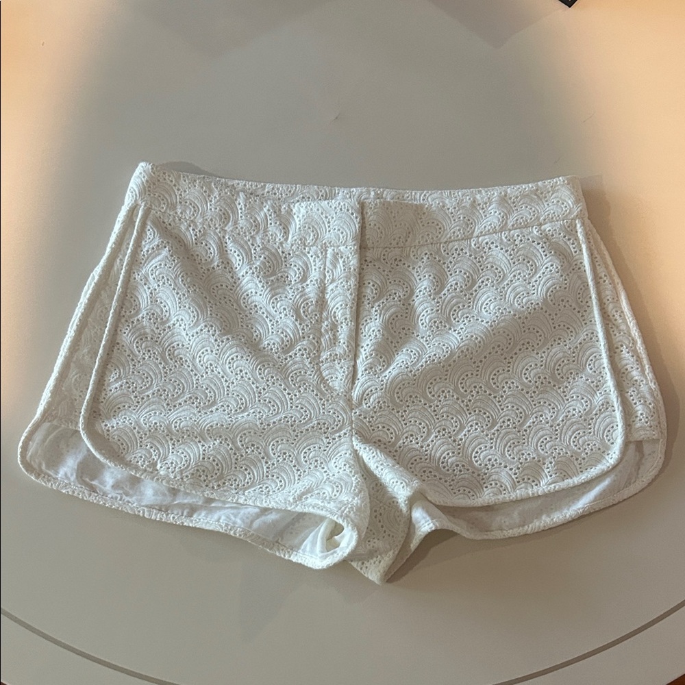 Theory White Eyelet Shorts